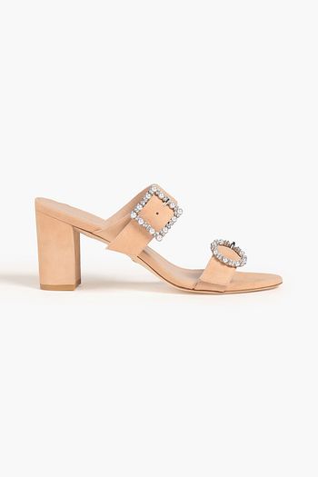 STUART WEITZMAN Embellished suede mules