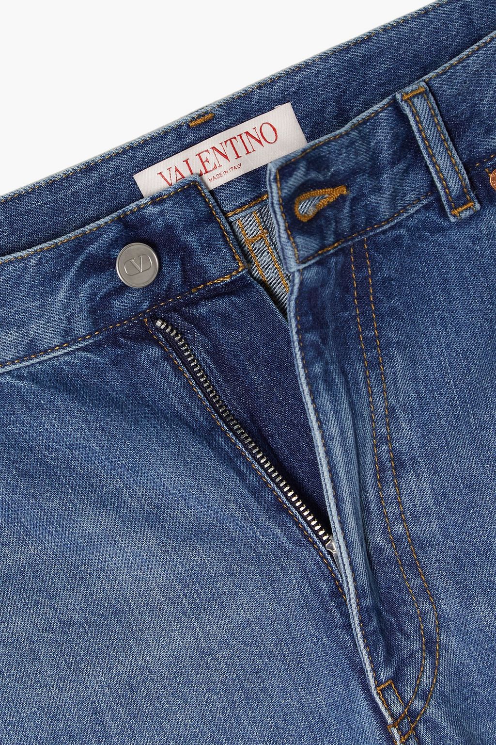 VALENTINO GARAVANI جينز بأرجل مستقيمة وخصر متوسط الارتفاع مزين بطبعات