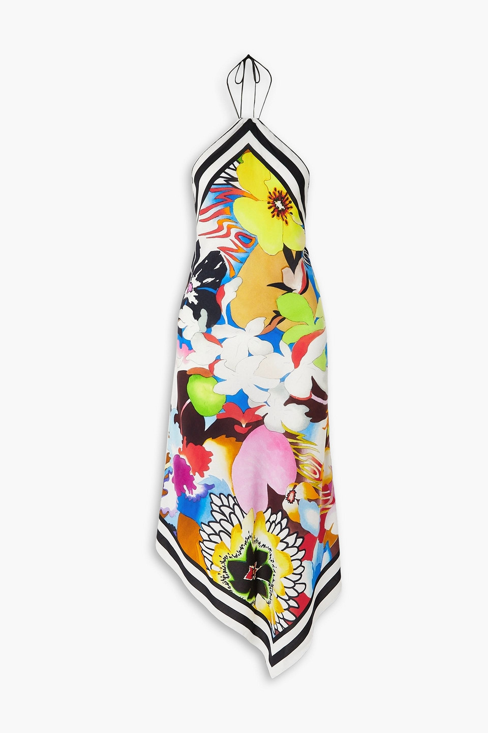 Missoni Asymmetric Printed Twill Halterneck Dress In Multicolor | ModeSens