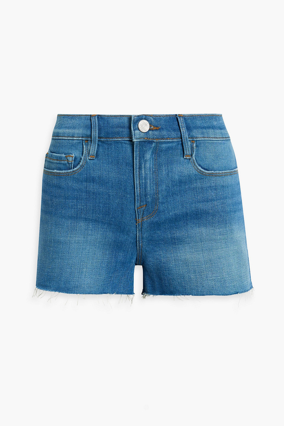 Frame Le Cutoff Denim Shorts In Mid Denim