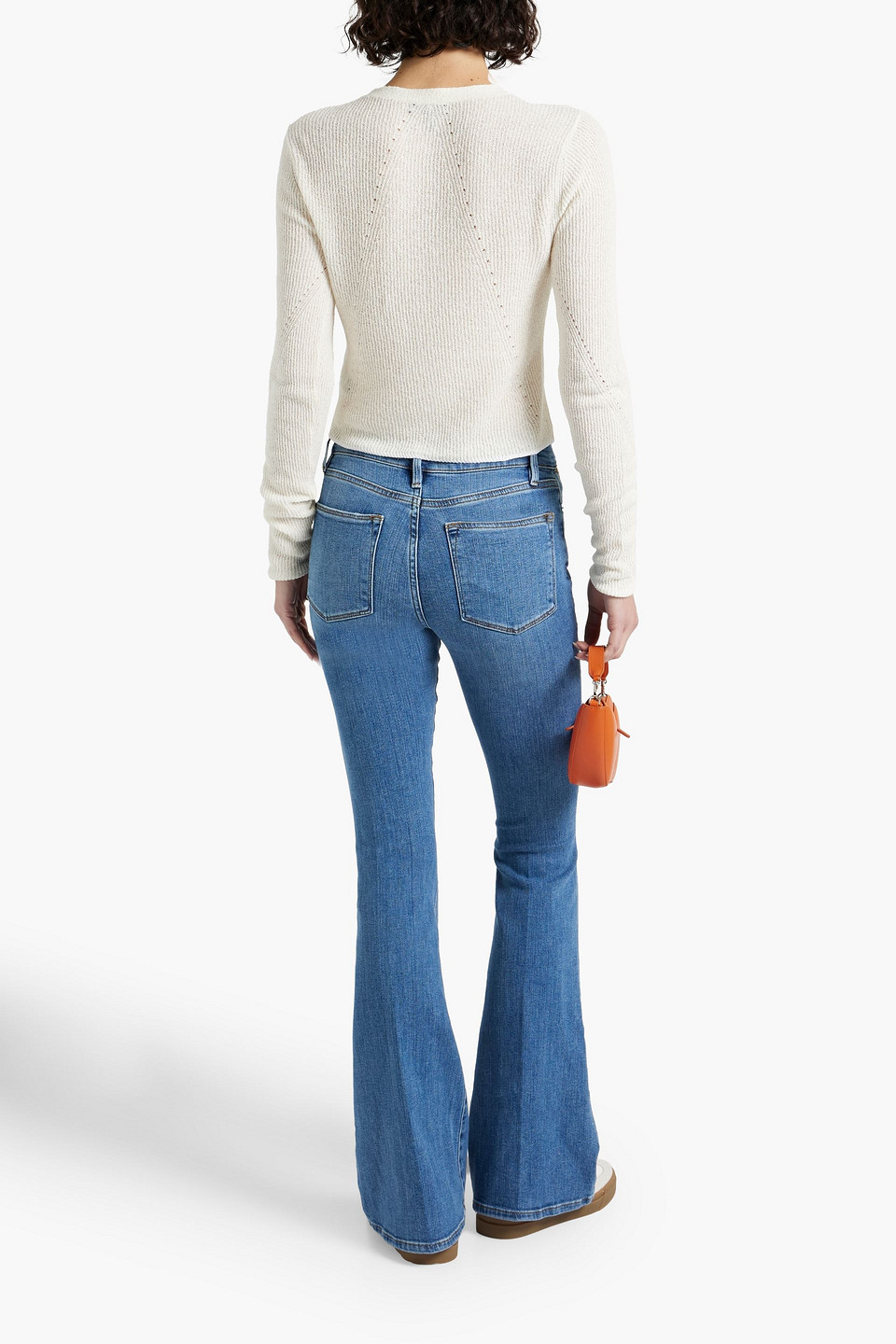 Frame Distressed High-rise Flared Jeans In Light Denim