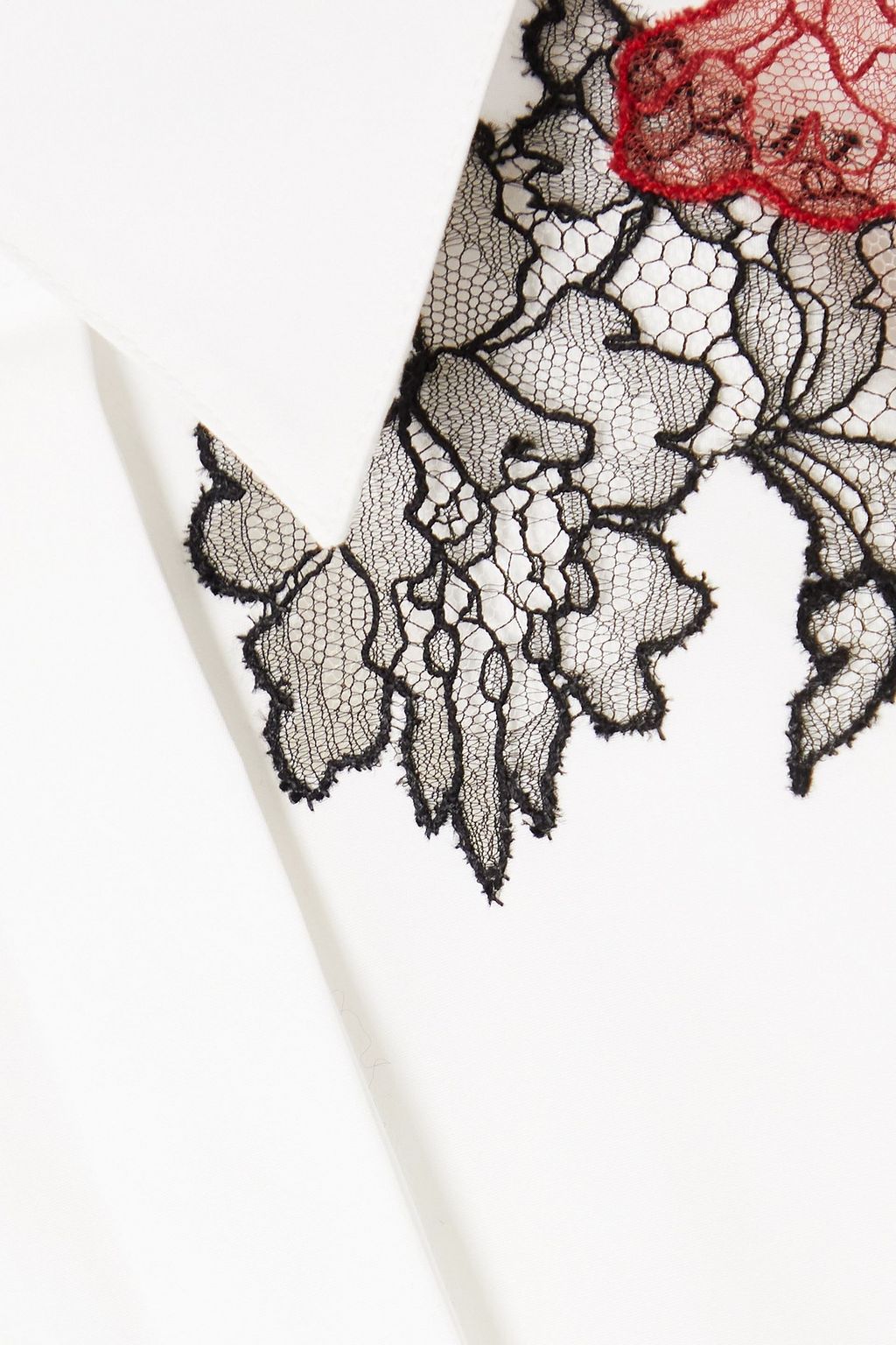 VALENTINO GARAVANI Lace-trimmed cotton-poplin shirt