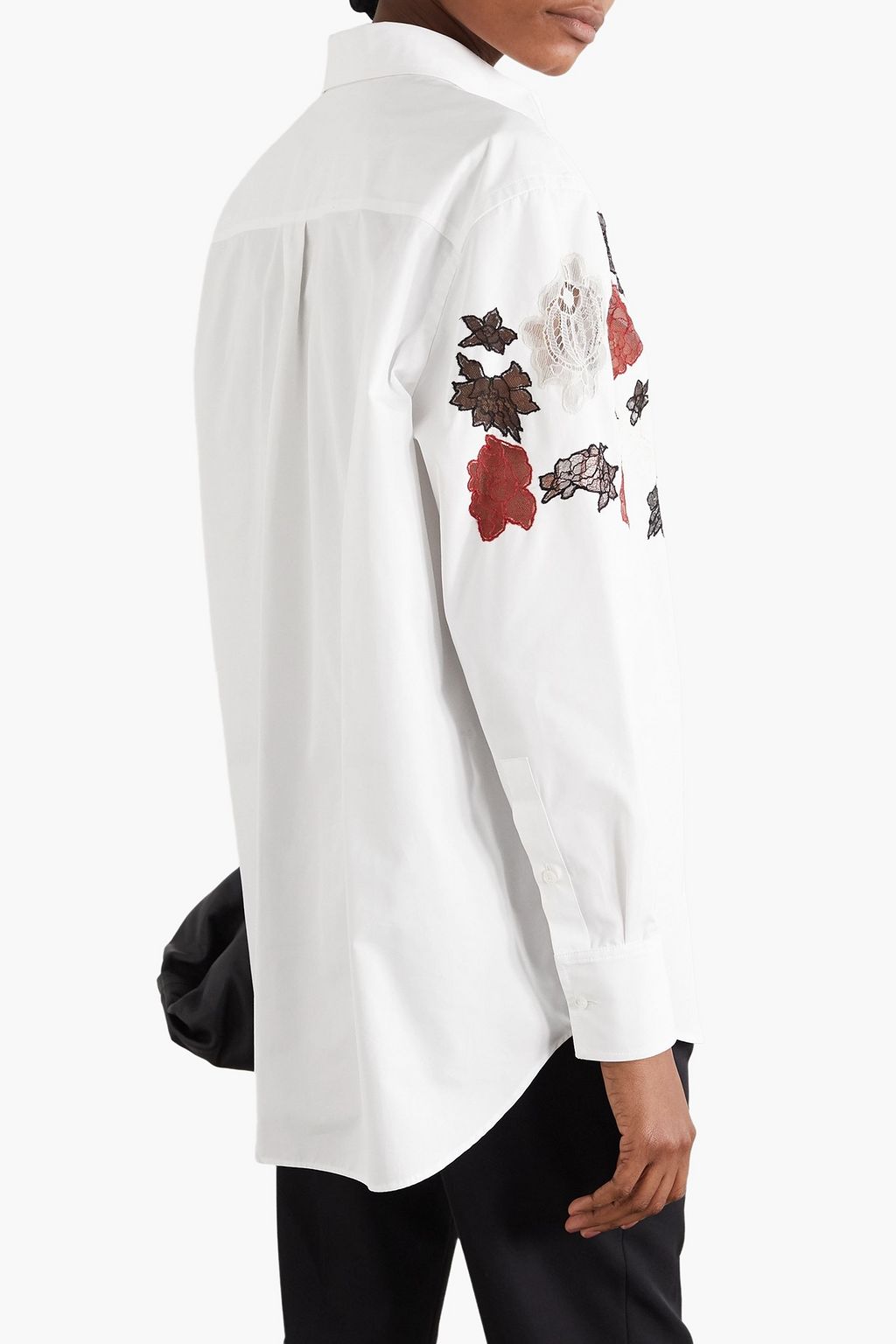 VALENTINO GARAVANI Lace-trimmed cotton-poplin shirt
