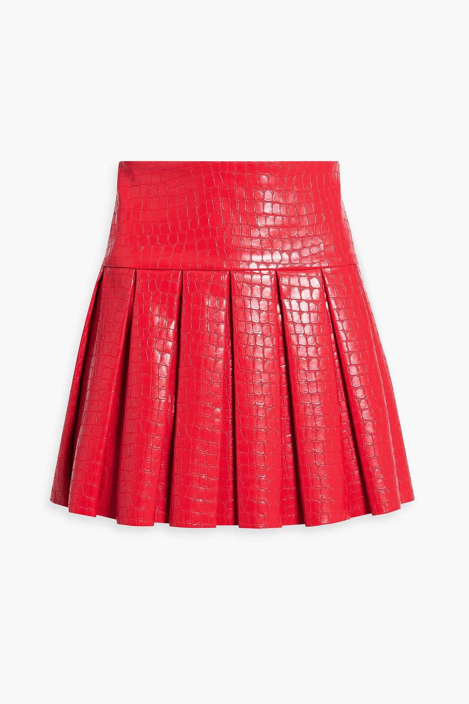 ALICE AND OLIVIA EMILIE PLEATED FAUX CROC-EFFECT LEATHER MINI SKIRT