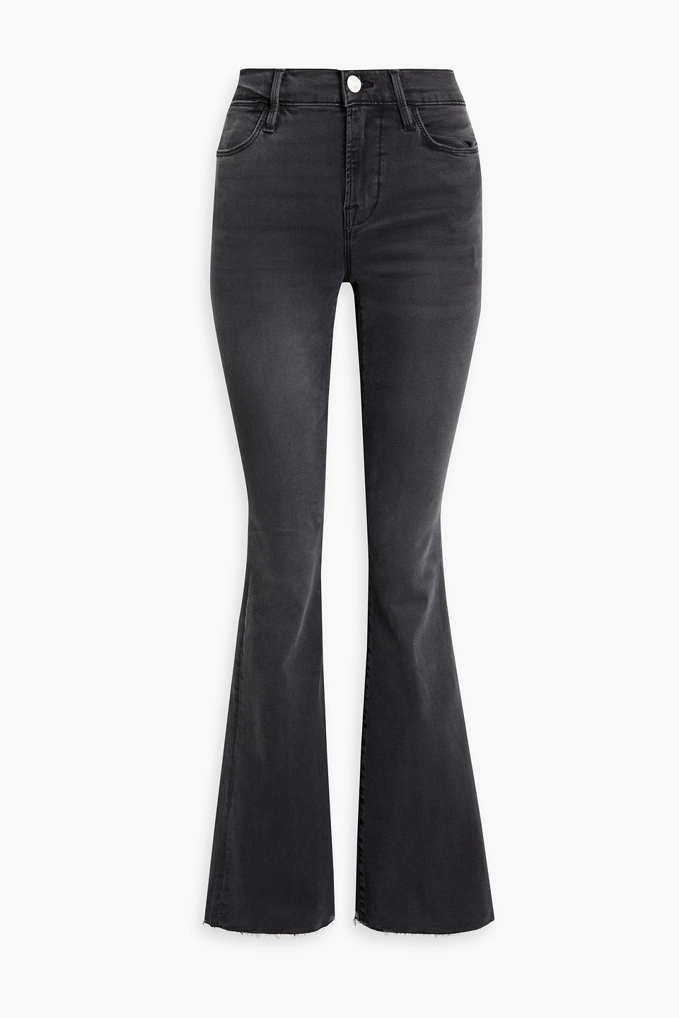 Shop Frame Le High Flare High-rise Flared Jeans In Charcoal