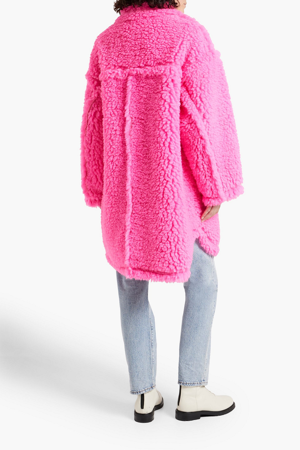 Stand Studio Gwen Faux Shearling Coat In Bright Pink