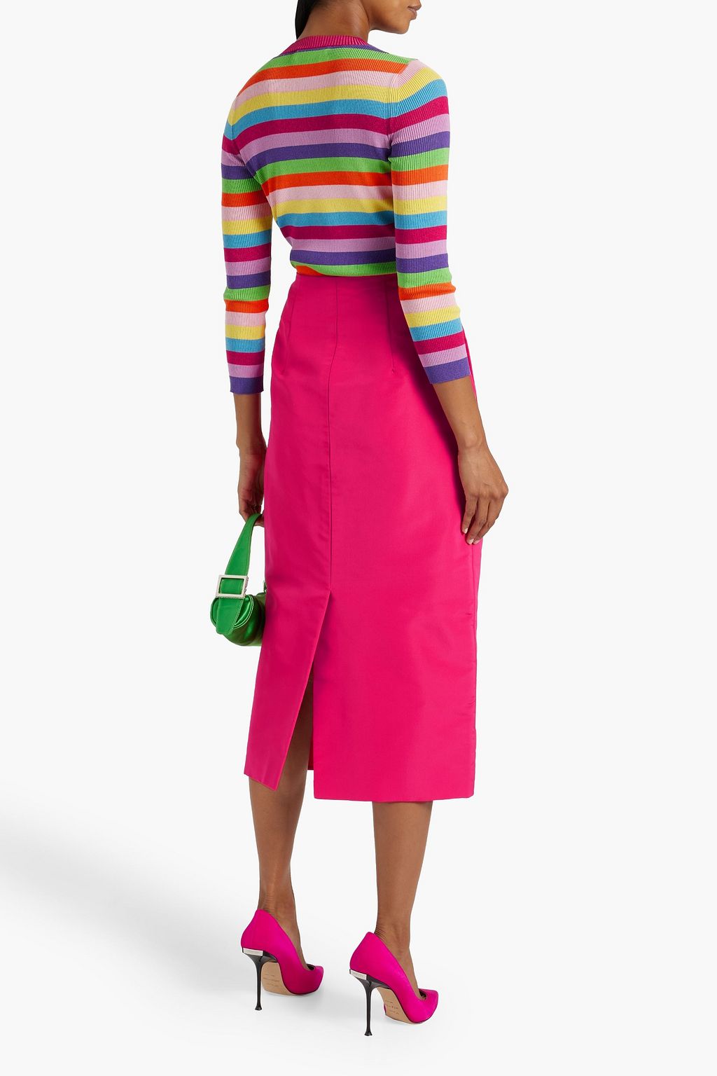 REBECCA VALLANCE Pleated silk-faille midi pencil skirt