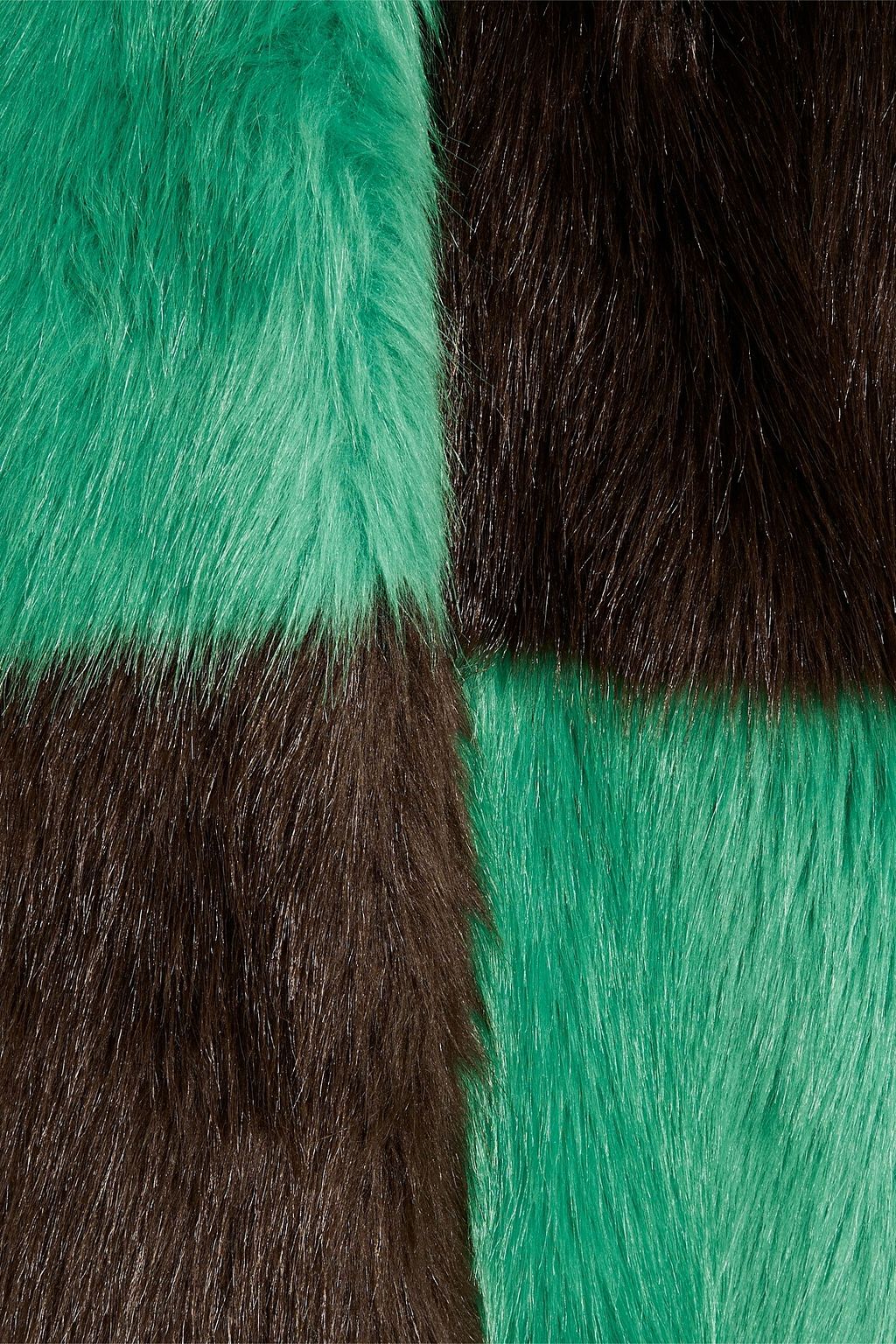 STAND STUDIO Nino checked faux fur coat