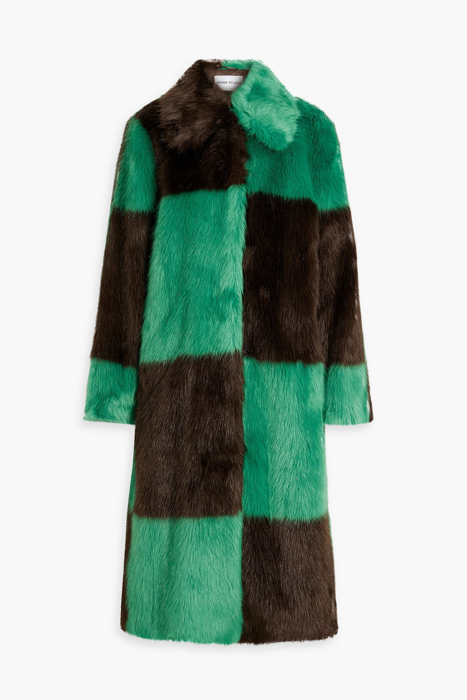 STAND STUDIO NINO CHECKED FAUX FUR COAT