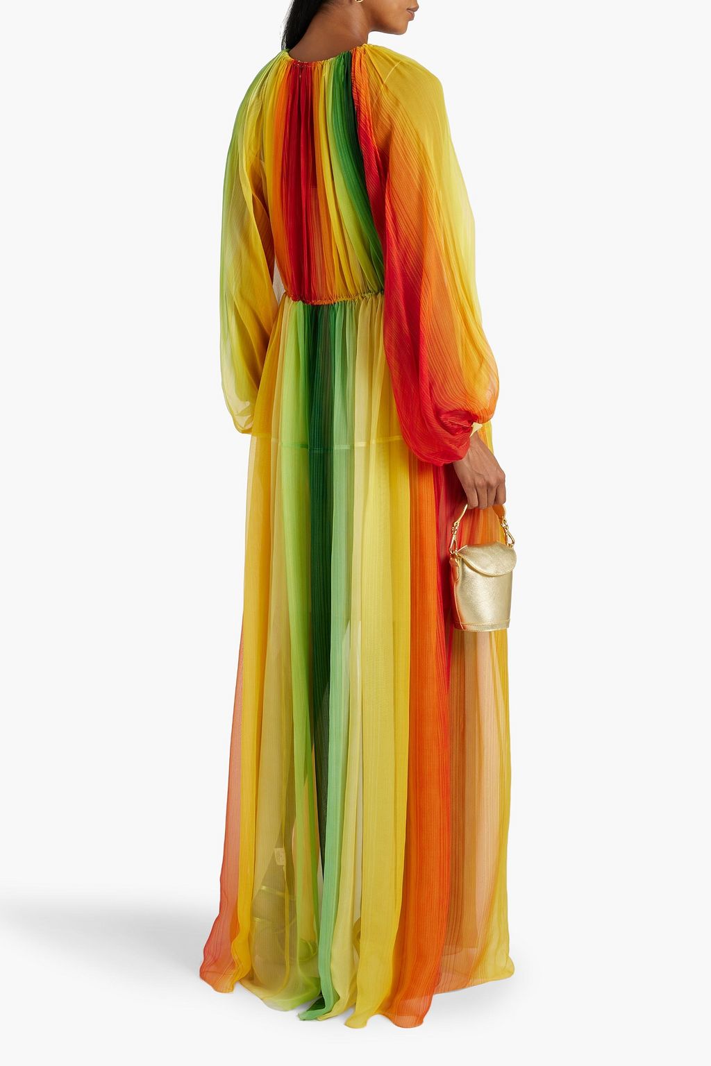 OSCAR DE LA RENTA Striped silk-chiffon maxi dress