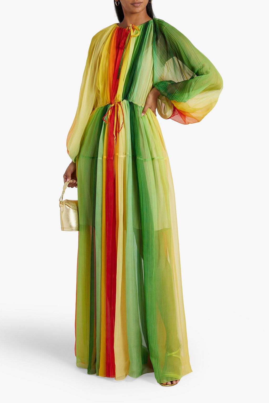 OSCAR DE LA RENTA Striped silk-chiffon maxi dress