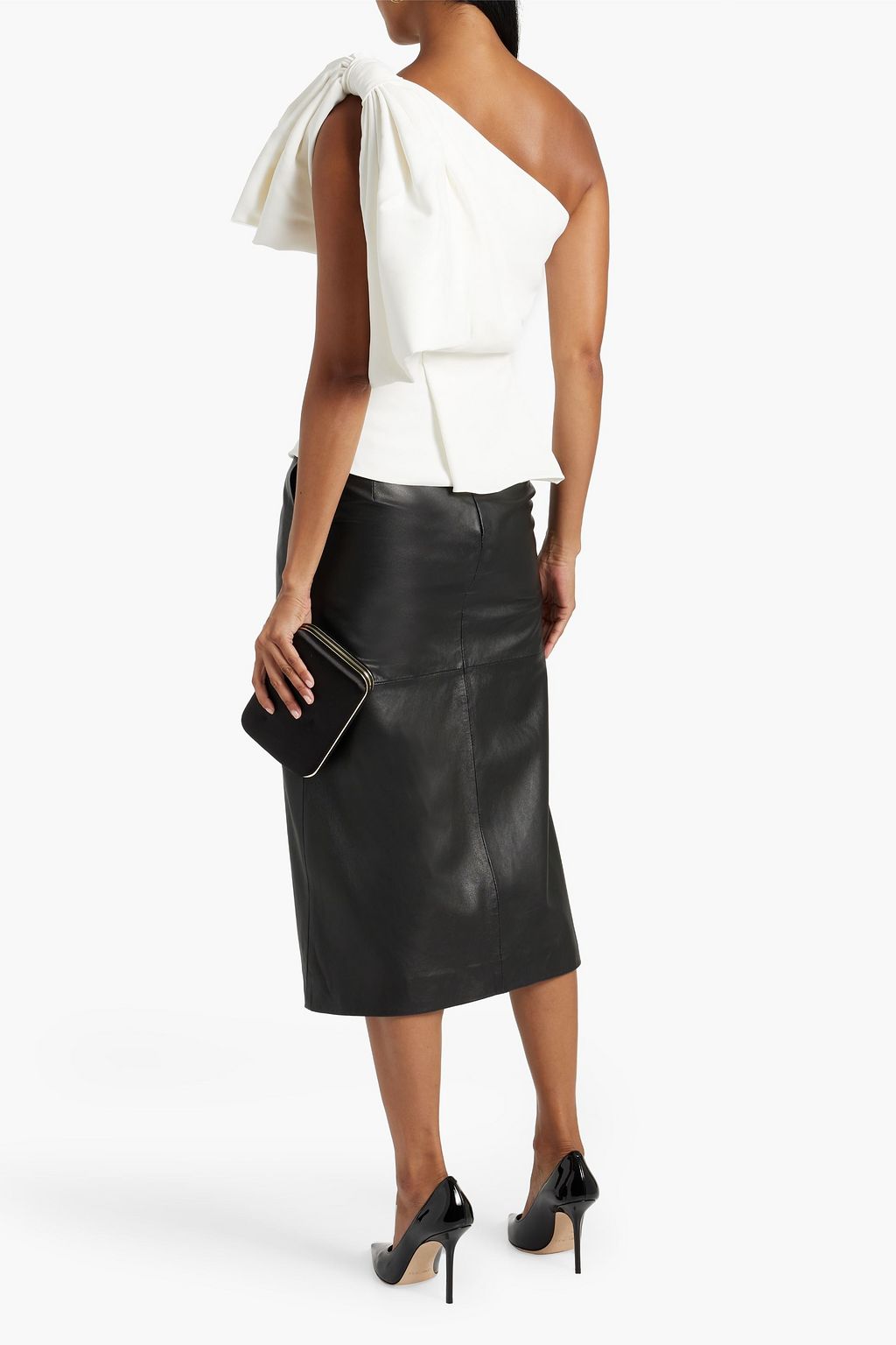 ROLAND MOURET Toulon one-shoulder gathered crepe top