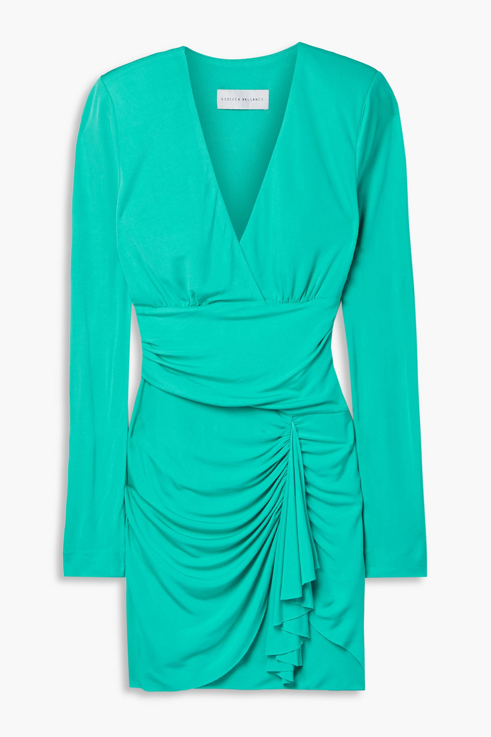 Shop Rebecca Vallance Riccardo Ruched Stretch-jersey Mini Dress In Jade