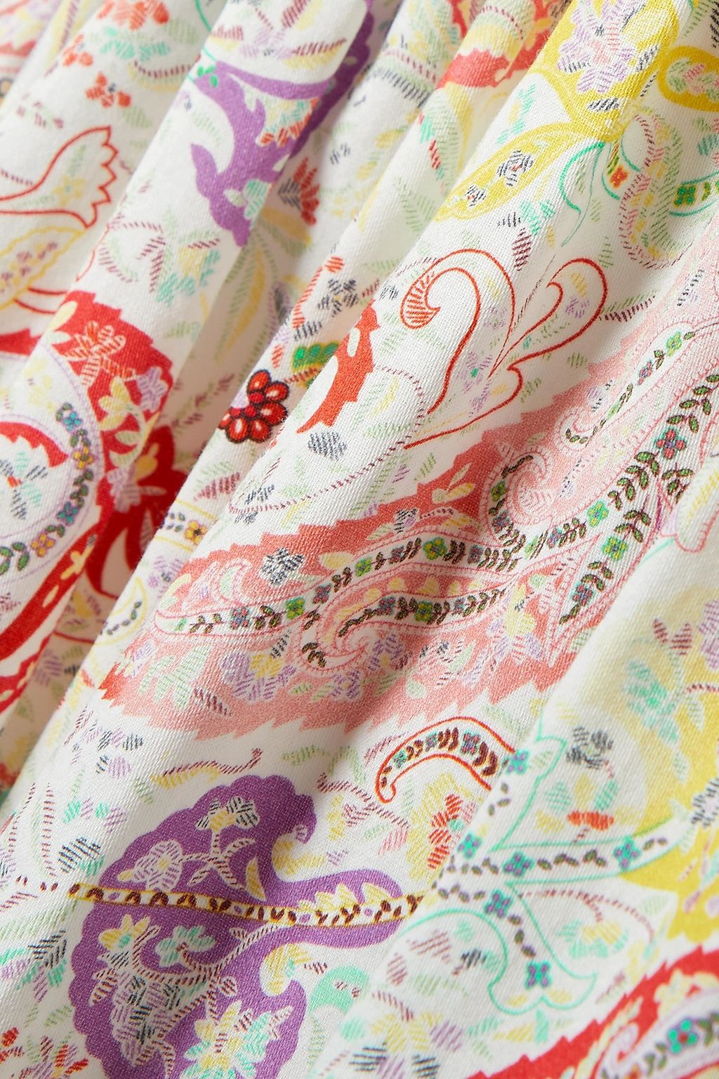 ETRO فستان قصير من القطن بطبقات متدرجة مزين بطبعة بيزلي