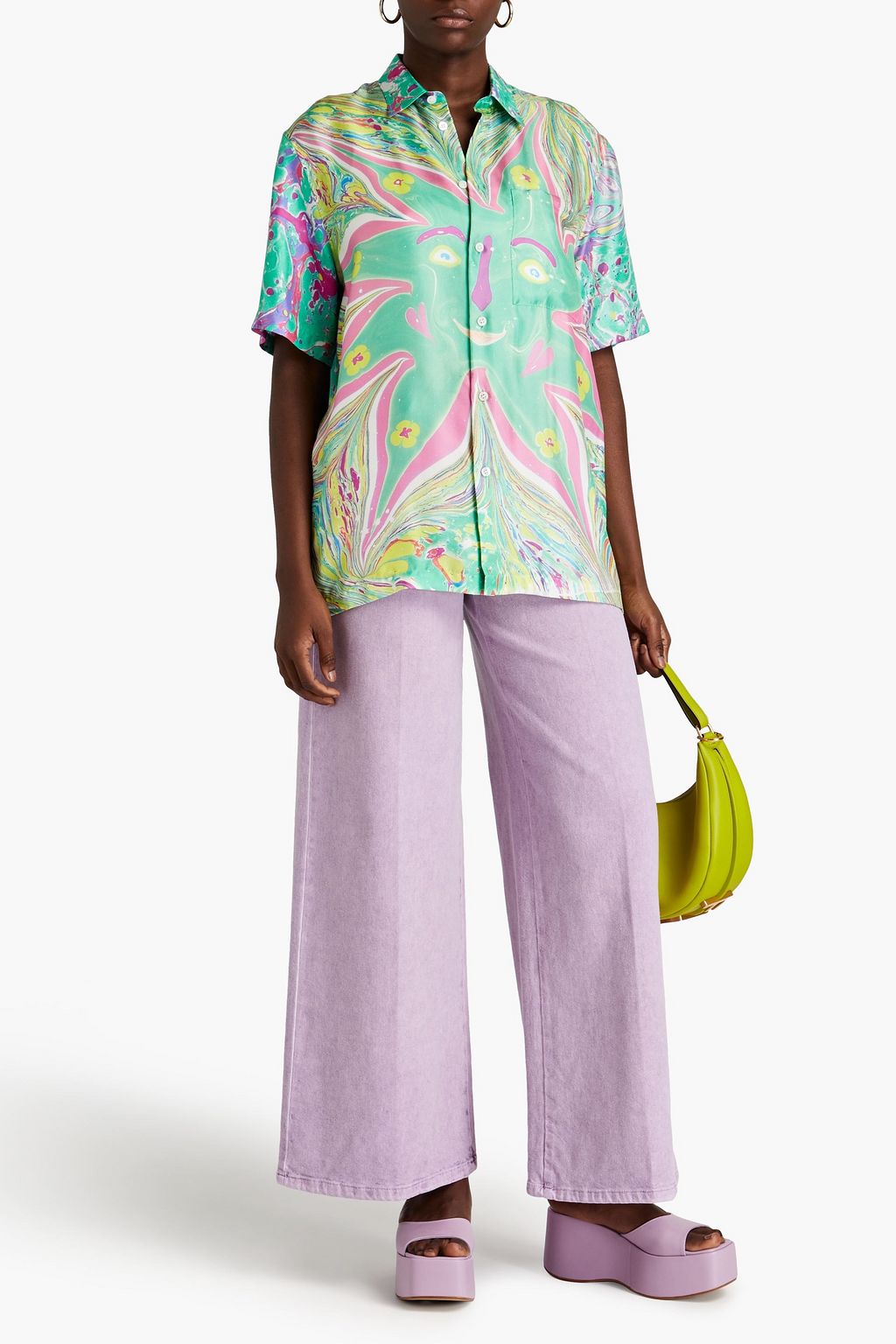 STELLA MCCARTNEY Ricky bedrucktes Hemd aus Seiden-Twill