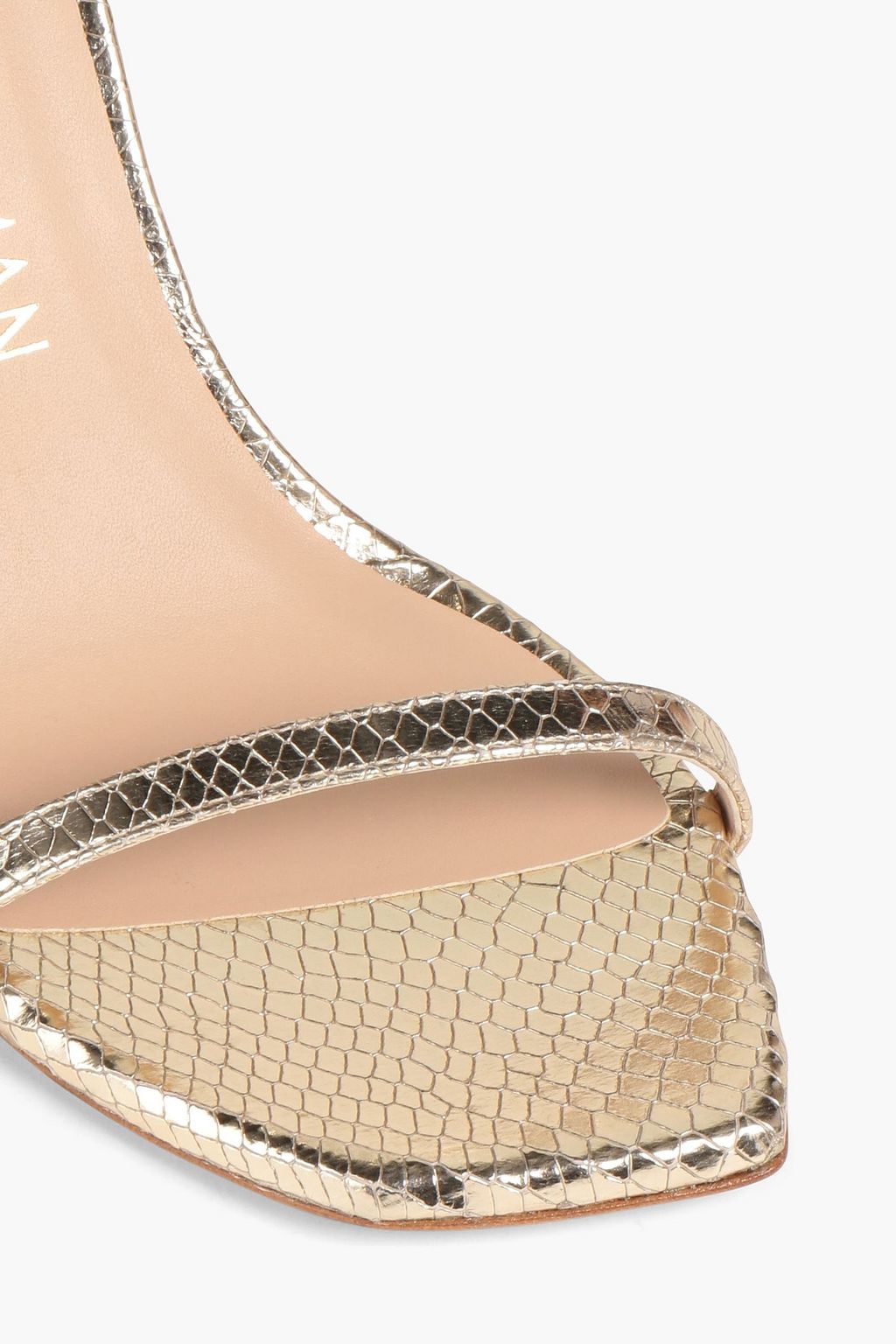 STUART WEITZMAN Metallic snake-effect leather sandals