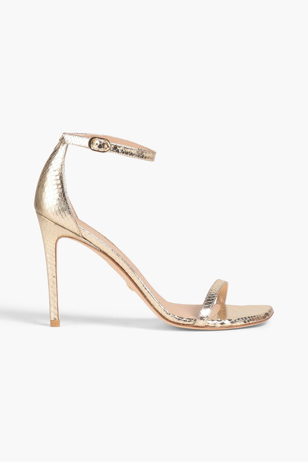 STUART WEITZMAN Metallic snake-effect leather sandals | THE OUTNET