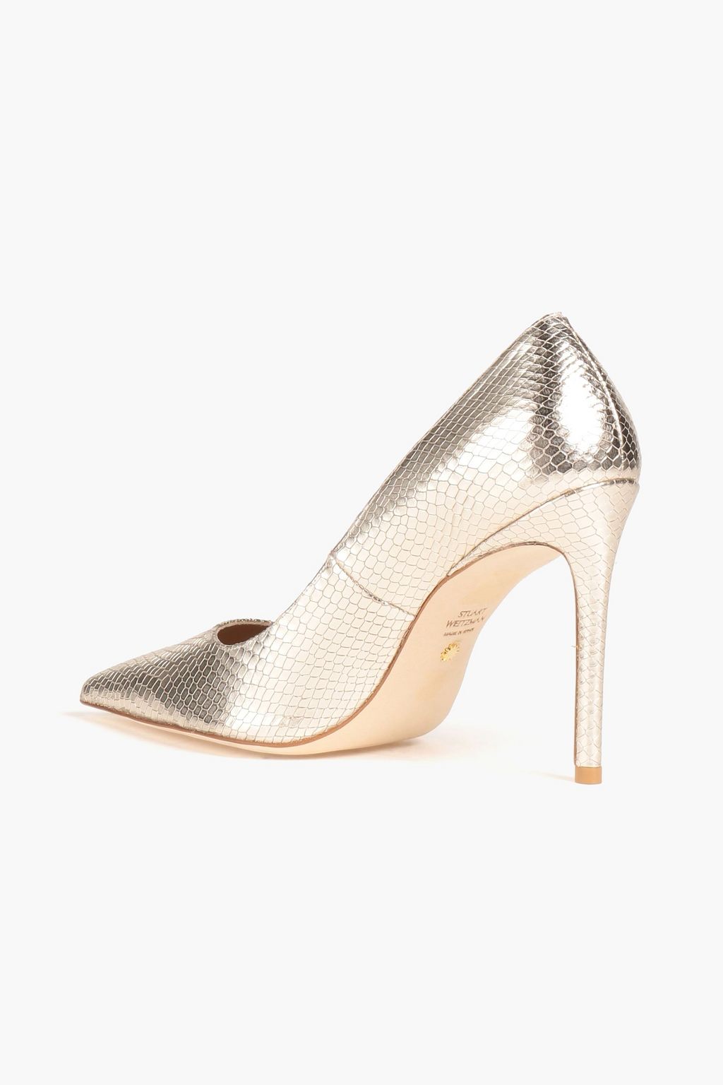 STUART WEITZMAN Stuart 100 metallic snake-effect leather pumps