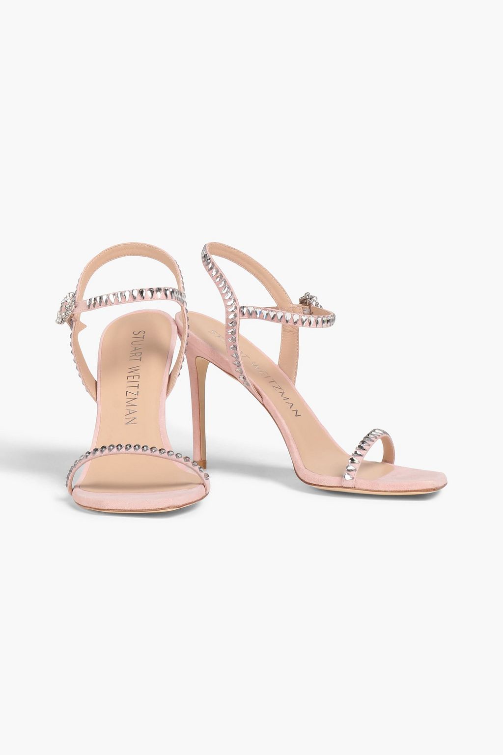 STUART WEITZMAN صندل "جيم كت" مصنوع من جلد السويد بتصميم مزركش وكعب مقاس 100