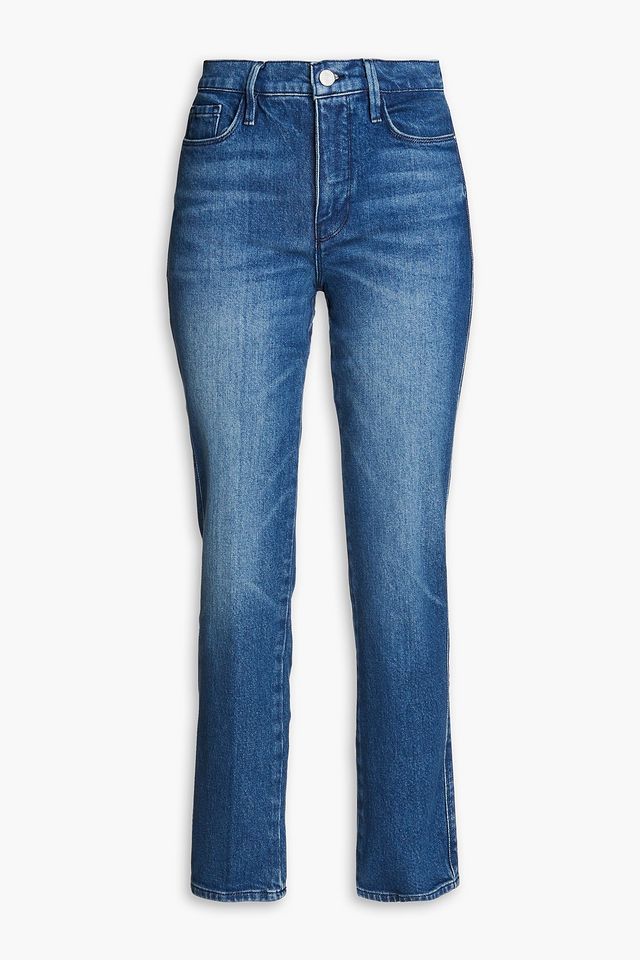 Le Sylvie Slender Straight distressed mid-rise straight-leg jeans