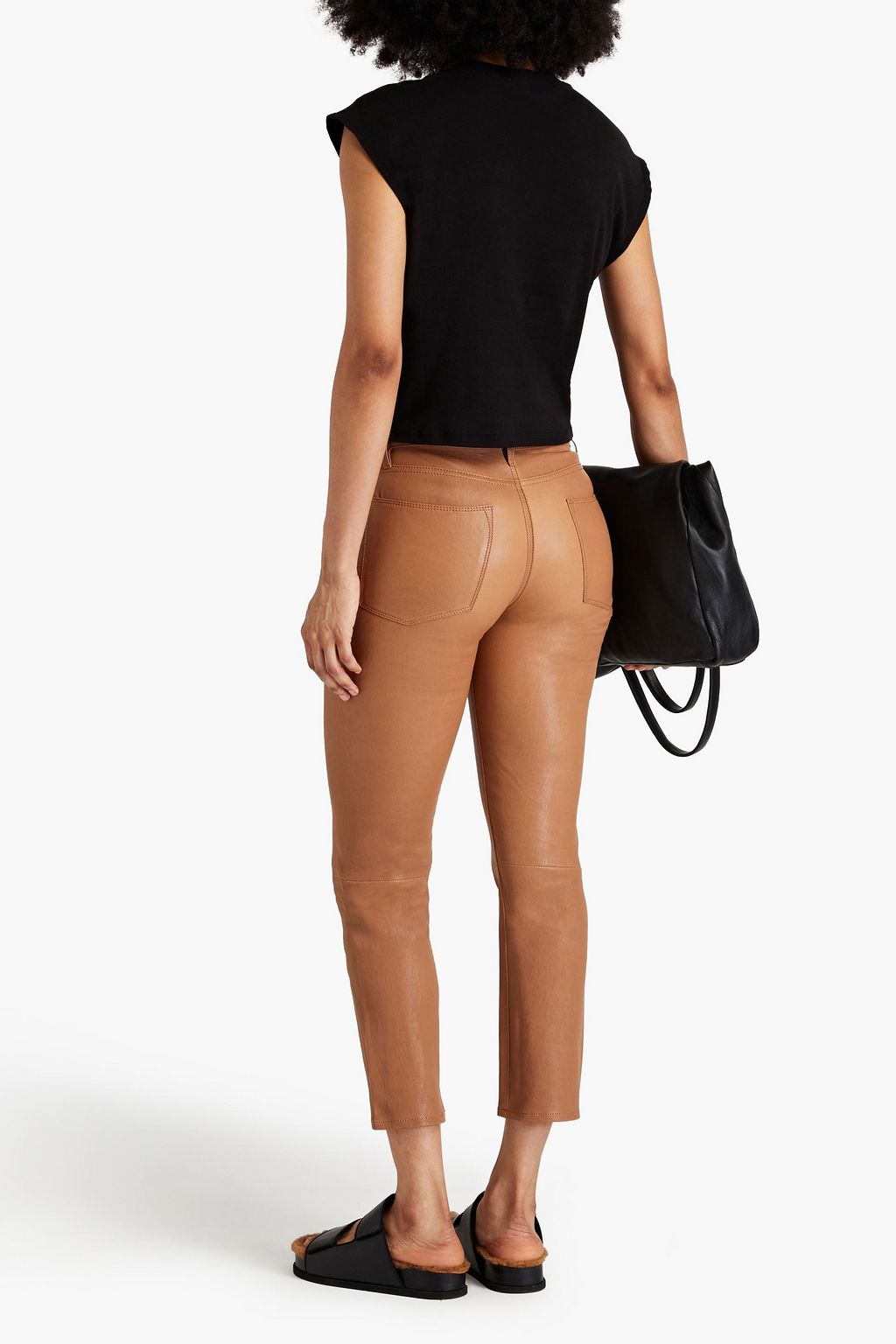 FRAME Le High Straight cropped straight-leg leather pants