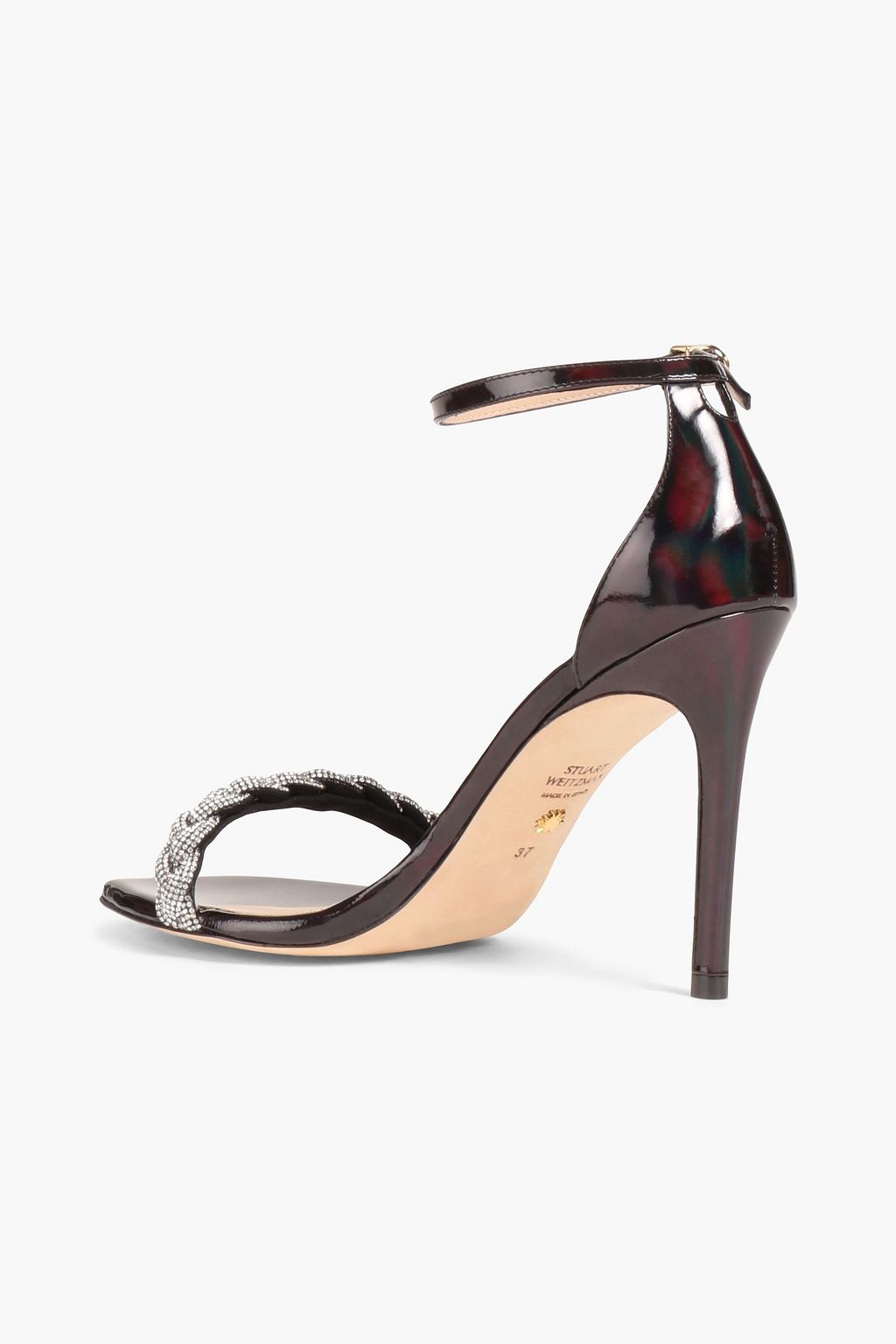 STUART WEITZMAN صندل من الجلد اللامع بتأثير متقزّح وتصميم مزركش