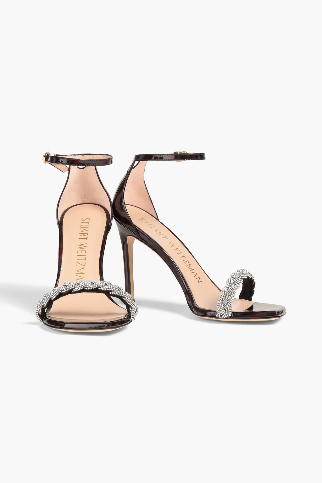 STUART WEITZMAN صندل من الجلد اللامع بتأثير متقزّح وتصميم مزركش