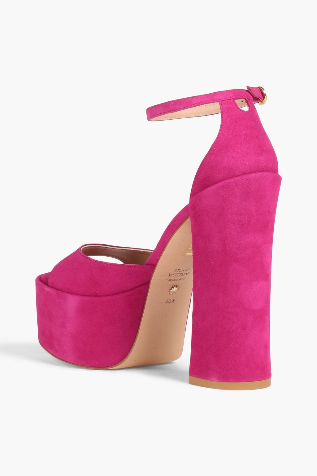STUART WEITZMAN صندل “سكاي هاي” بنعل سميك من جلد السويد بكعب مقاس 145