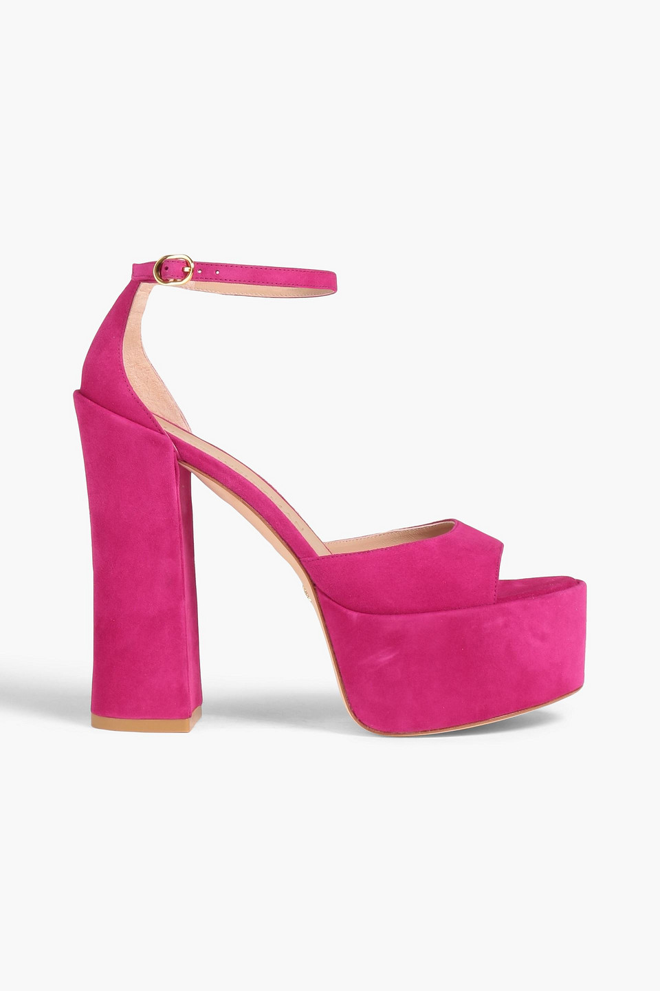 Stuart Weitzman Sky High Plateausandalen Aus Veloursleder In Fuchsia