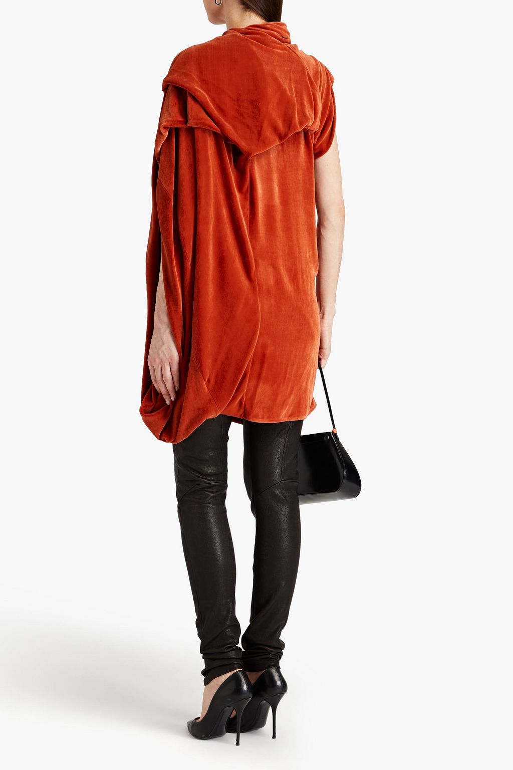 RICK OWENS Asymmetric draped velvet tunic