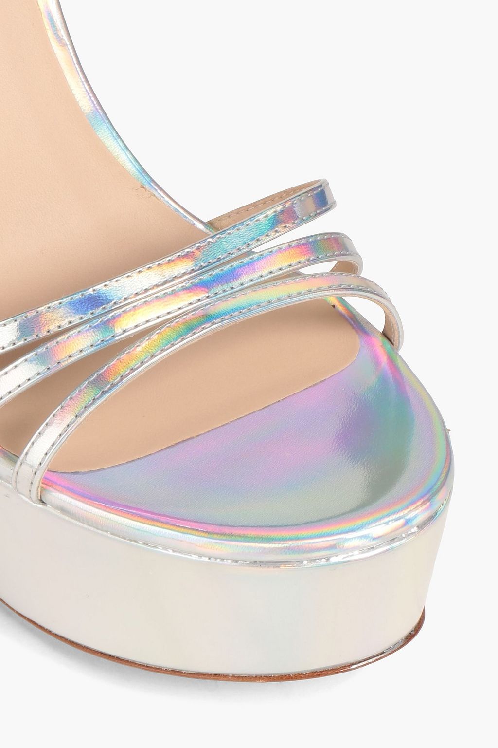 STUART WEITZMAN Soiree 145 iridescent-effect leather platform sandals
