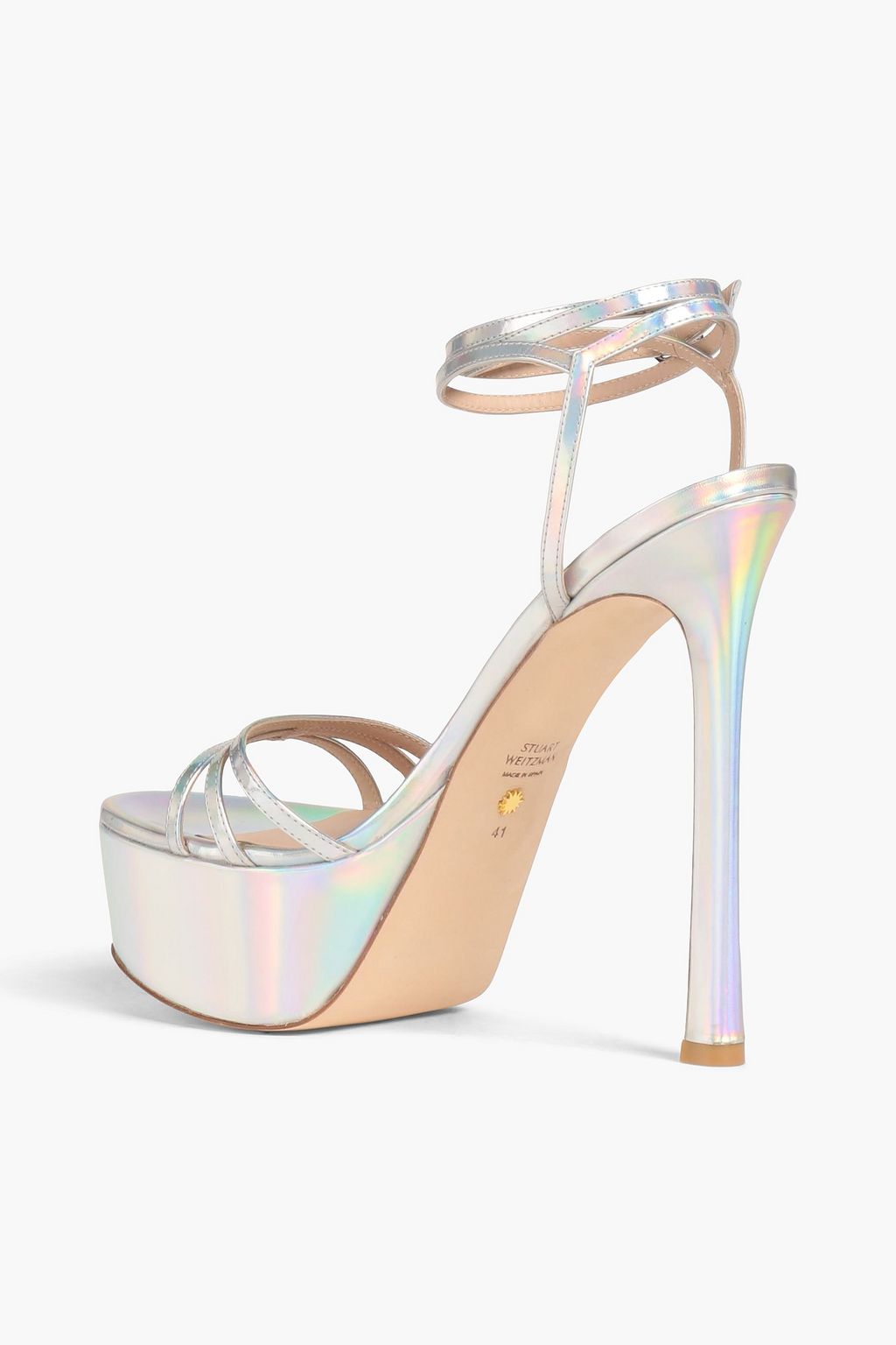 STUART WEITZMAN Soiree 145 iridescent-effect leather platform sandals