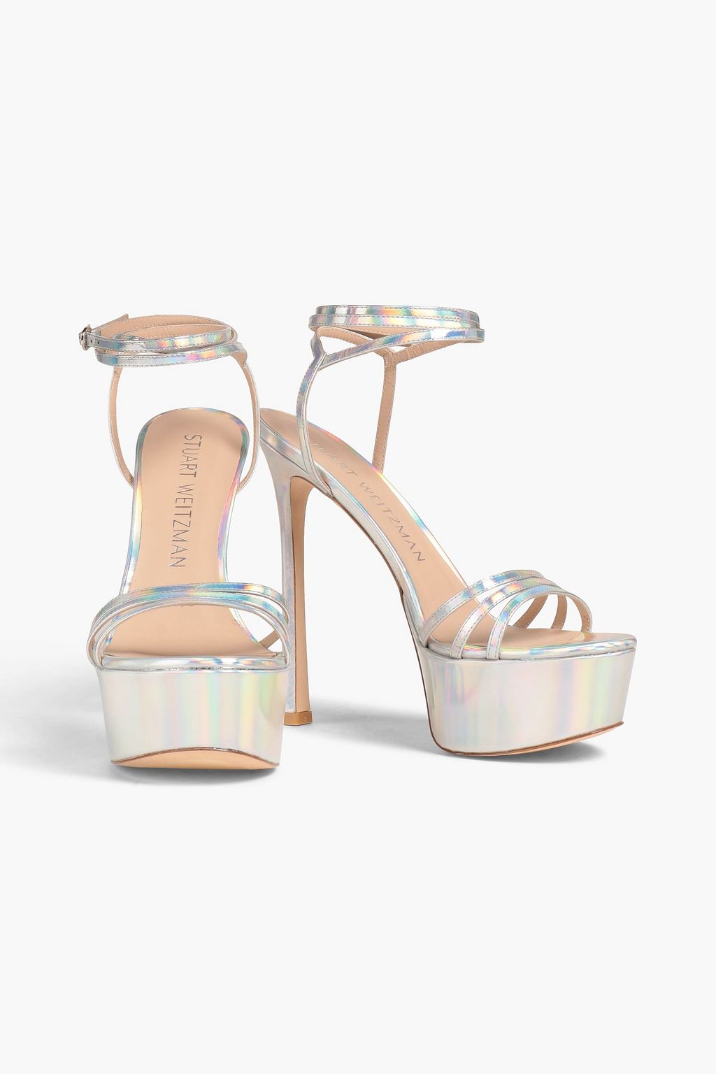 STUART WEITZMAN Soiree 145 iridescent-effect leather platform sandals