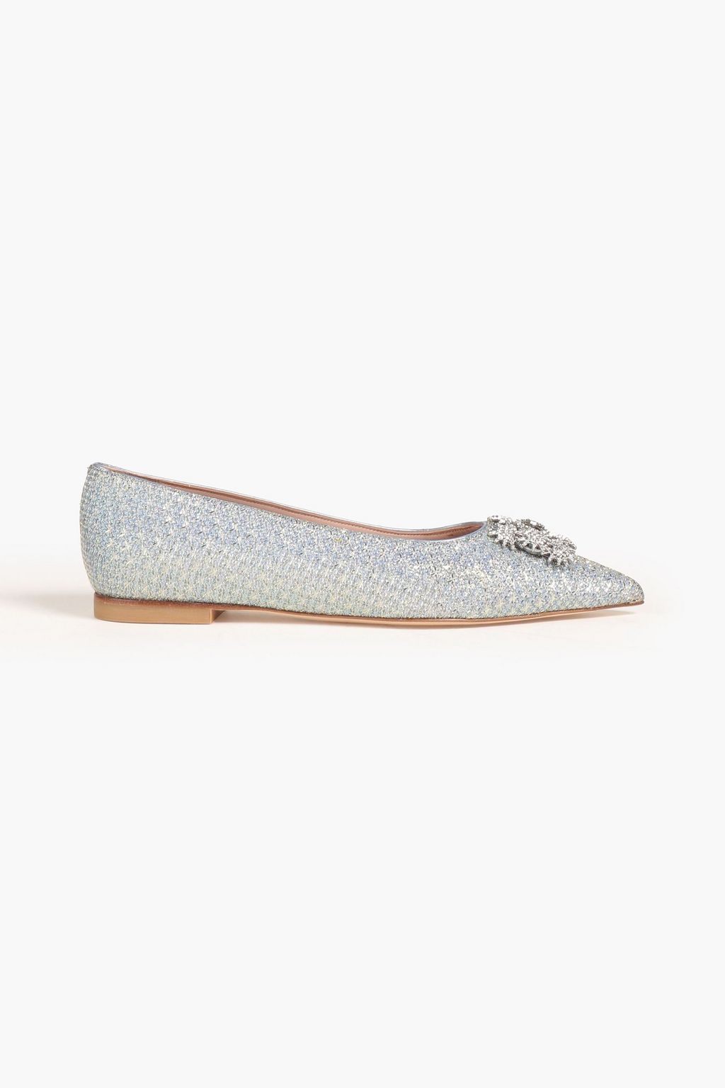 STUART WEITZMAN Kelsey crystal-embellished lamé point-toe flats | THE ...