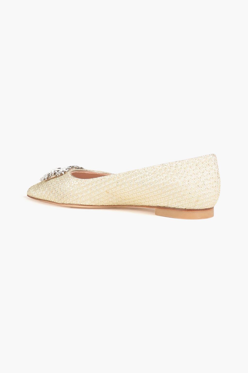 STUART WEITZMAN Kelsey crystal-embellished lamé point-toe flats