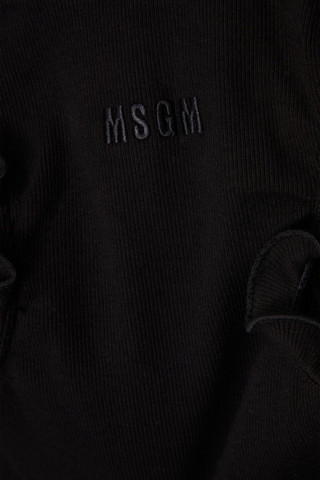 MSGM ストレッチコットンジャージー ミディワンピース オープンショルダー ラッフルトリム