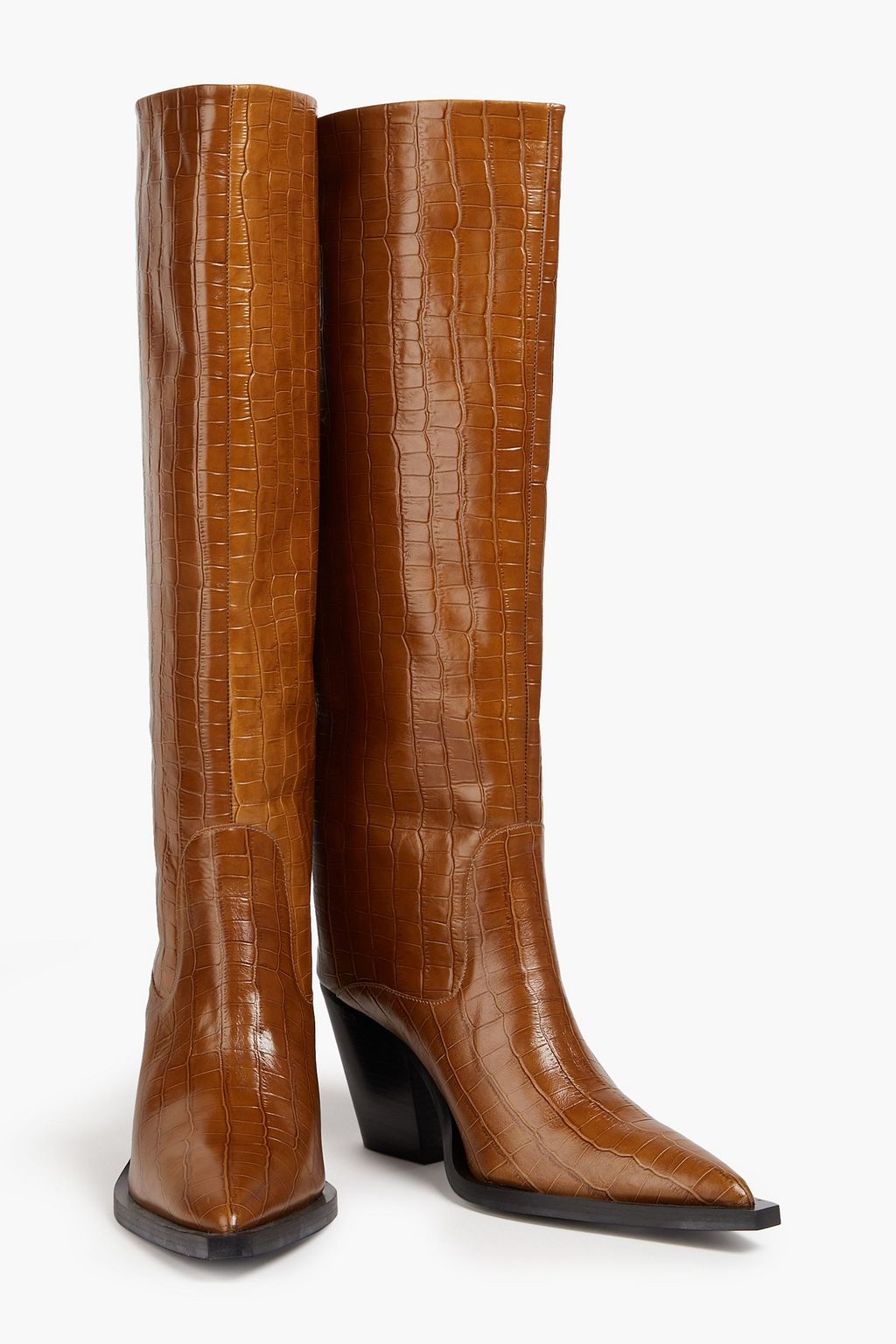 STAND STUDIO Leick croc-effect leather knee boots