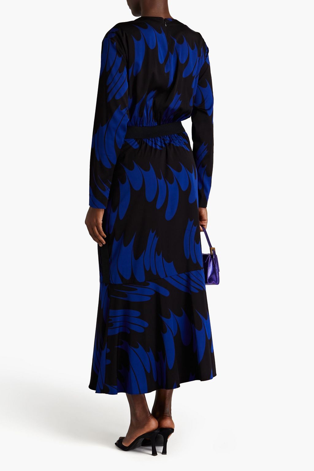 STELLA MCCARTNEY فستان متوسط الطول Magnolia من ساتان كريب مزين بطبعات وفتحات