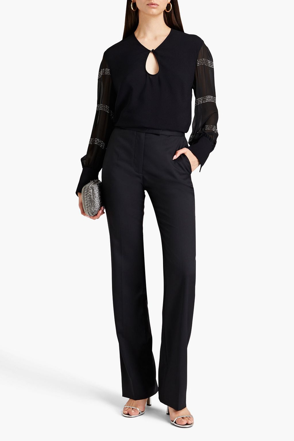 STELLA MCCARTNEY 크리스털 장식 크레이프 블라우스