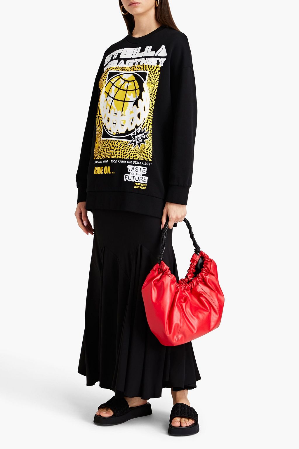 STELLA MCCARTNEY سويت شيرت «ريف» من قطن صوف ناعم مزين بطبعات