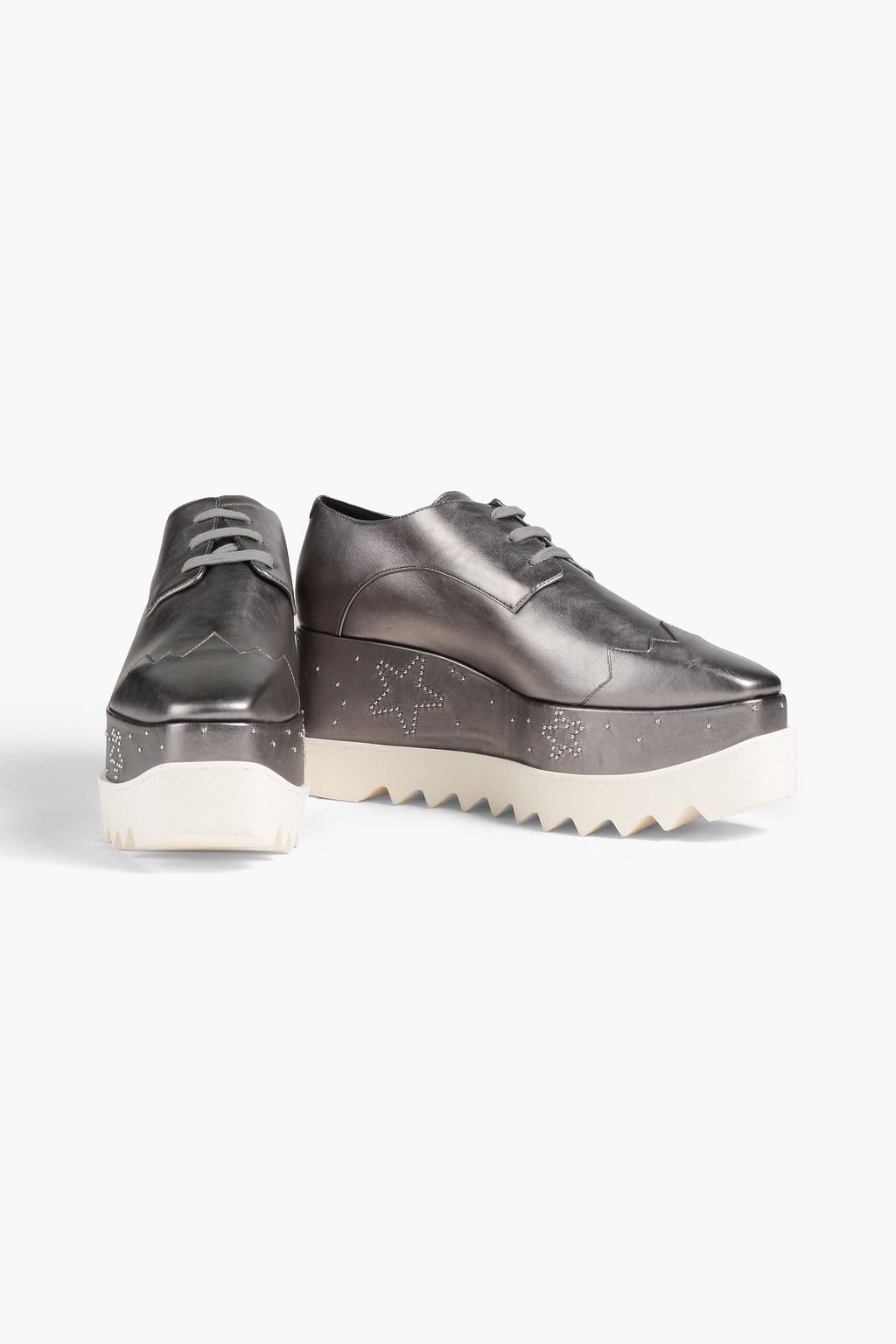 STELLA MCCARTNEY Elyse studded metallic platform brogues