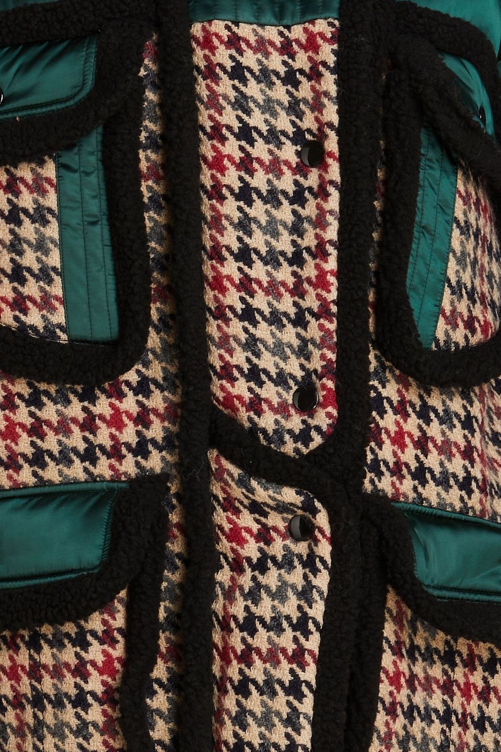 STELLA MCCARTNEY Vera shell-paneled houndstooth wool hooded coat