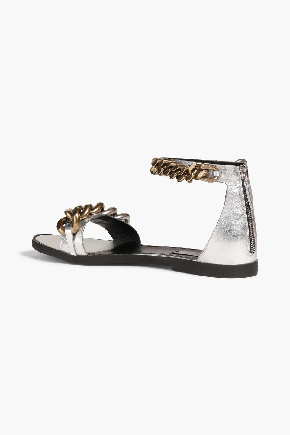  Stella Mccartney - Falabella Sandalen Aus Metallic-kunstleder Mit Kettenverzierung - Metallic - Eu 35 