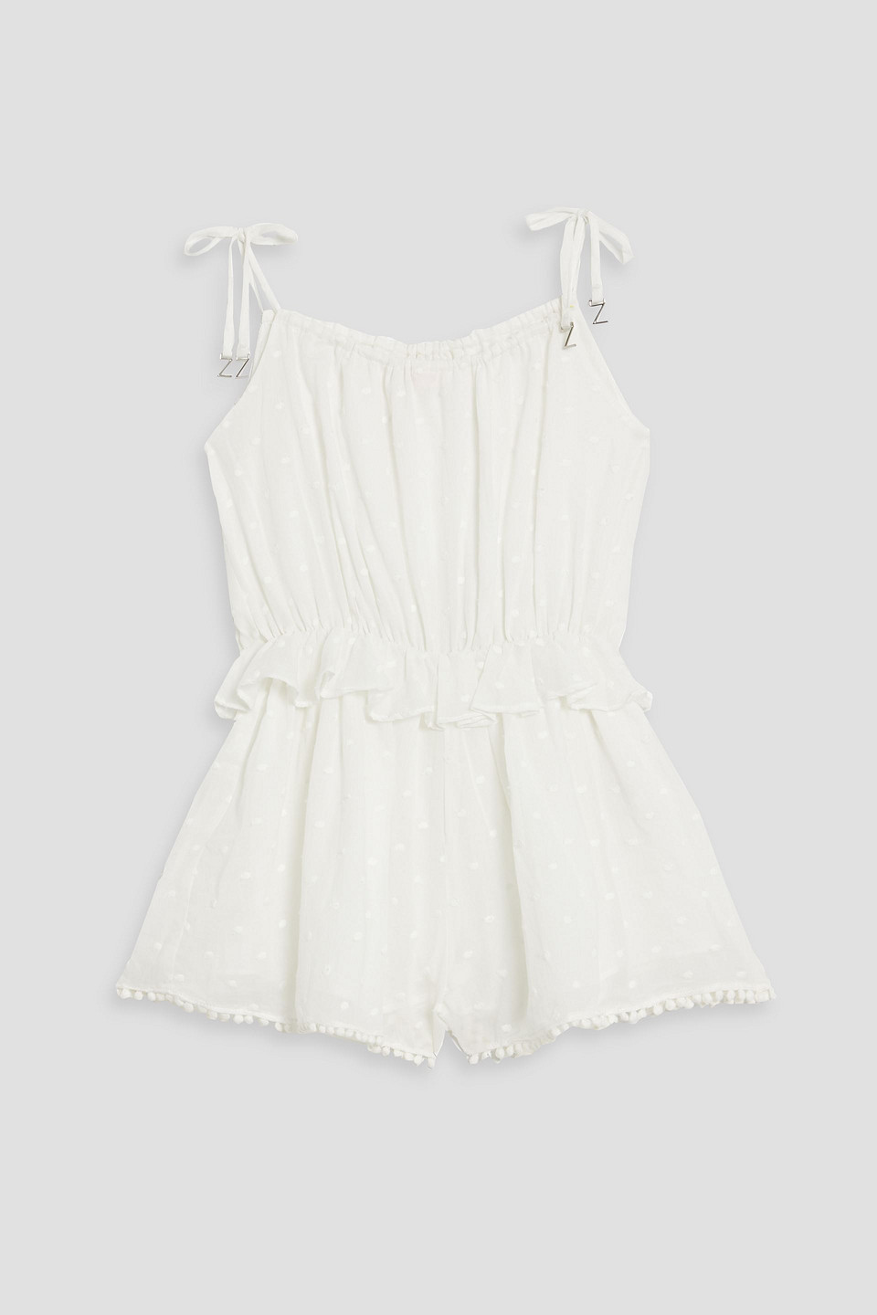 Zimmermann Kids Roza Ruffled Swiss-dot Cotton Playsuit In White