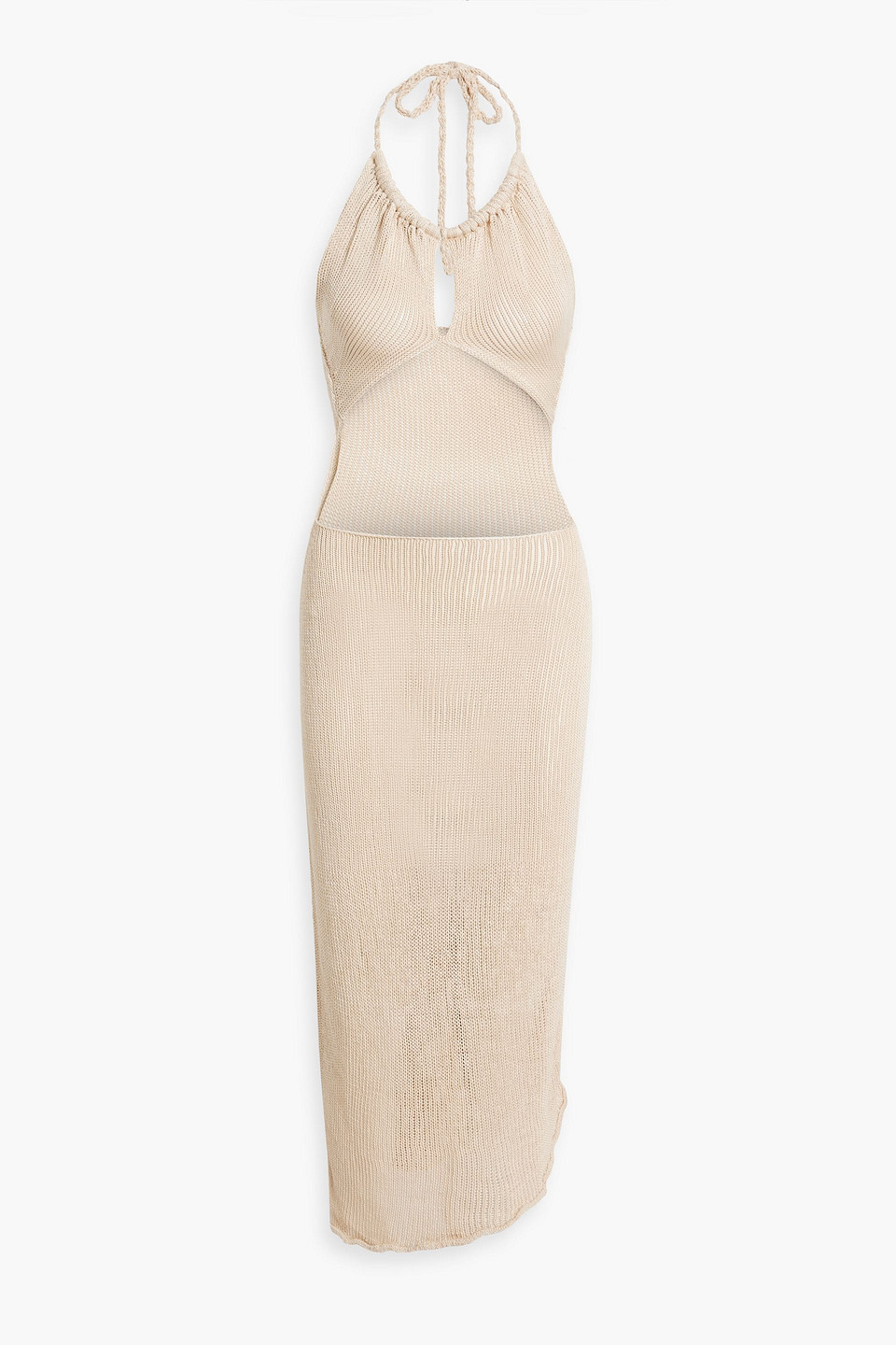 Savannah Morrow Juno Cutout Pima Cotton Halterneck Maxi Dress In Cream
