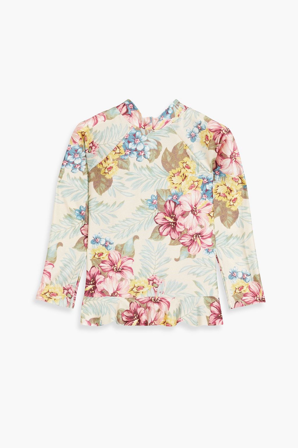 ZIMMERMANN Kids Kali ruffled floral-print rash guard