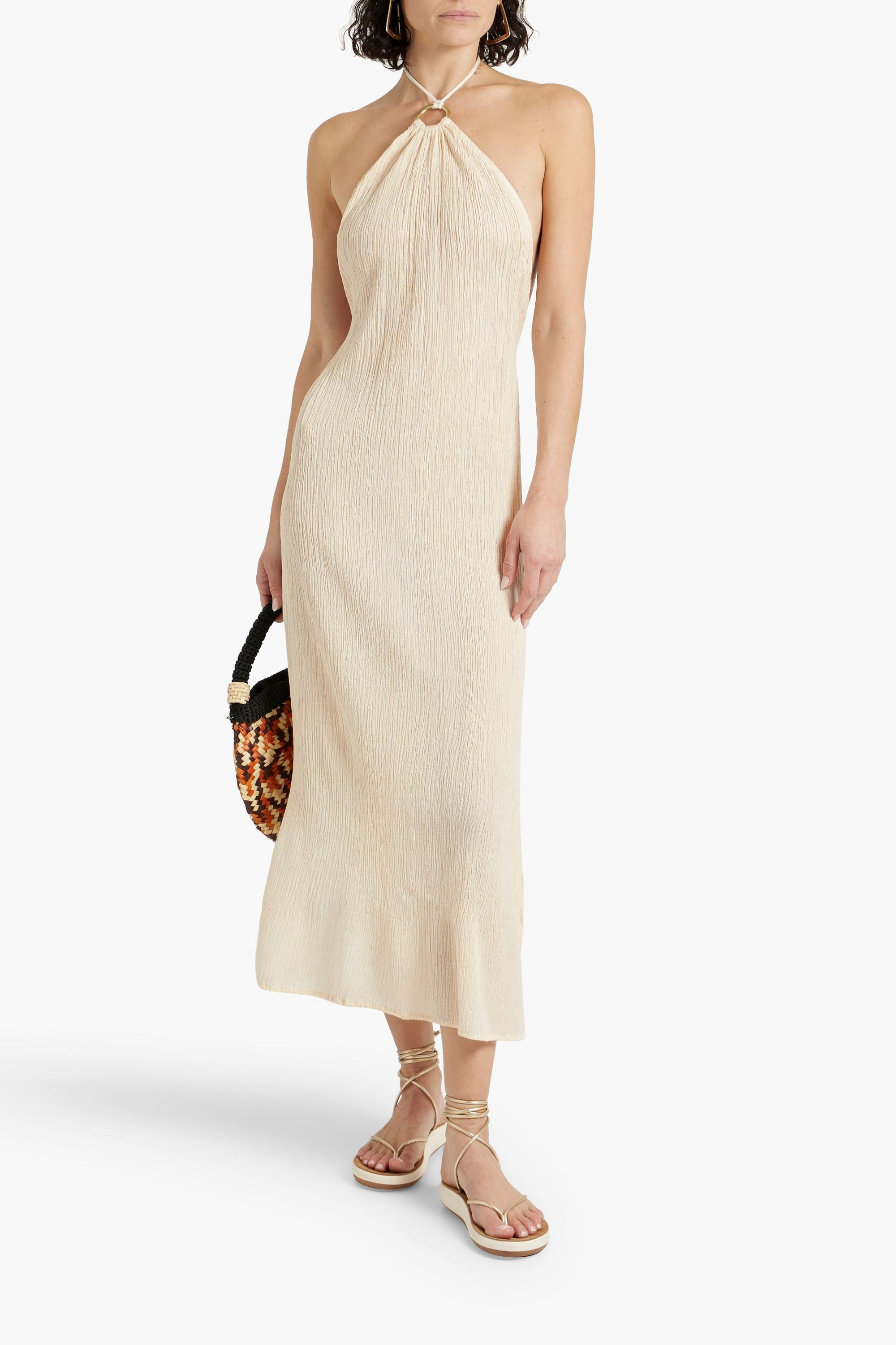 Savannah Morrow Lana plissé bamboo and silk-blend midi dress