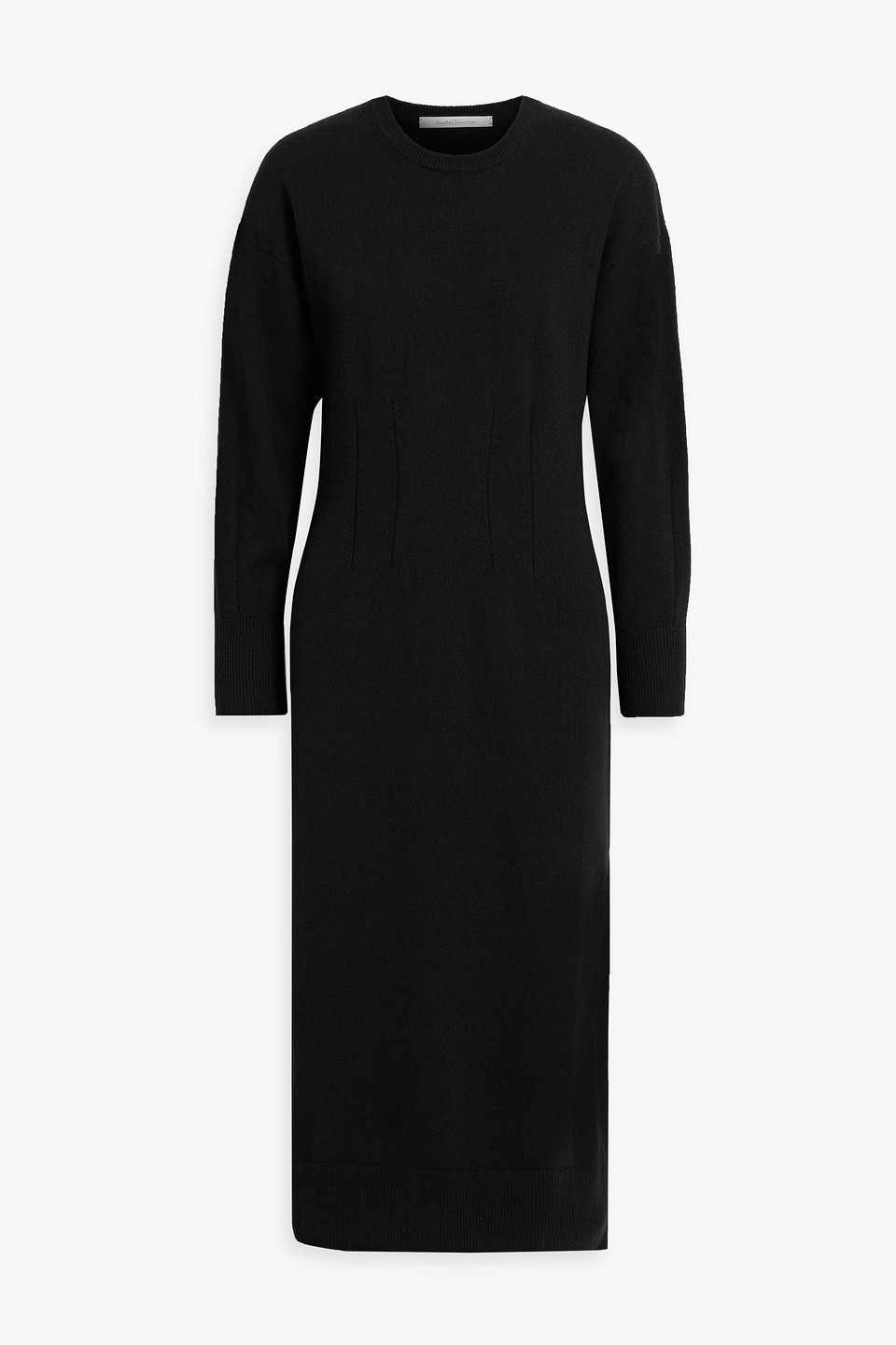 Another Tomorrow Cashmere And Wool-blend Midi Dress In Black