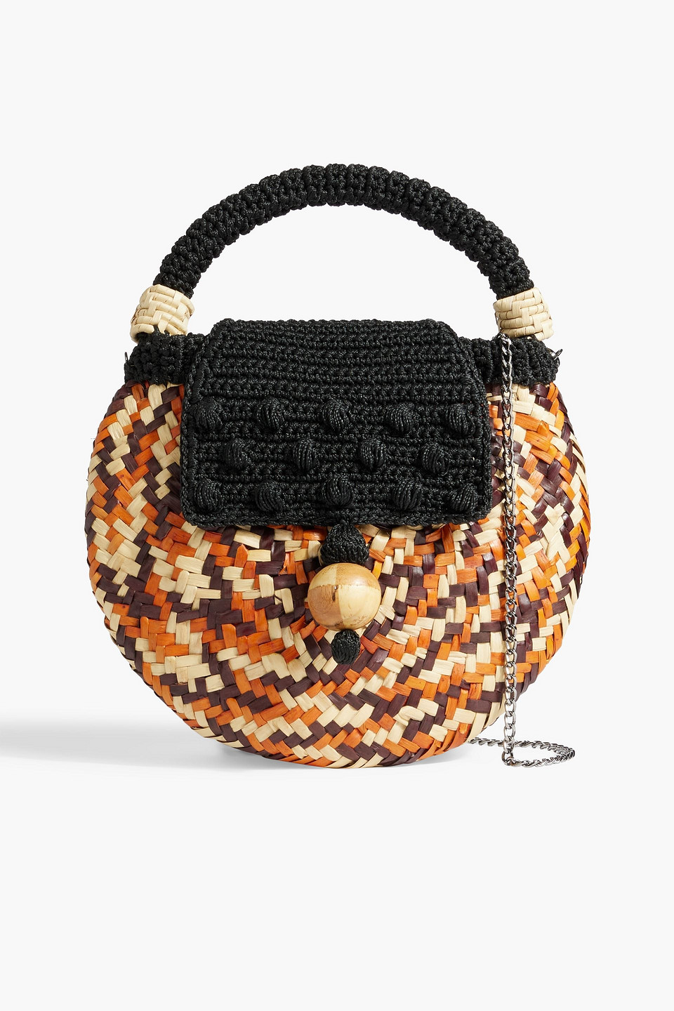 Catarina Mina Crochet-knit Faux Raffia Shoulder Bag In Orange