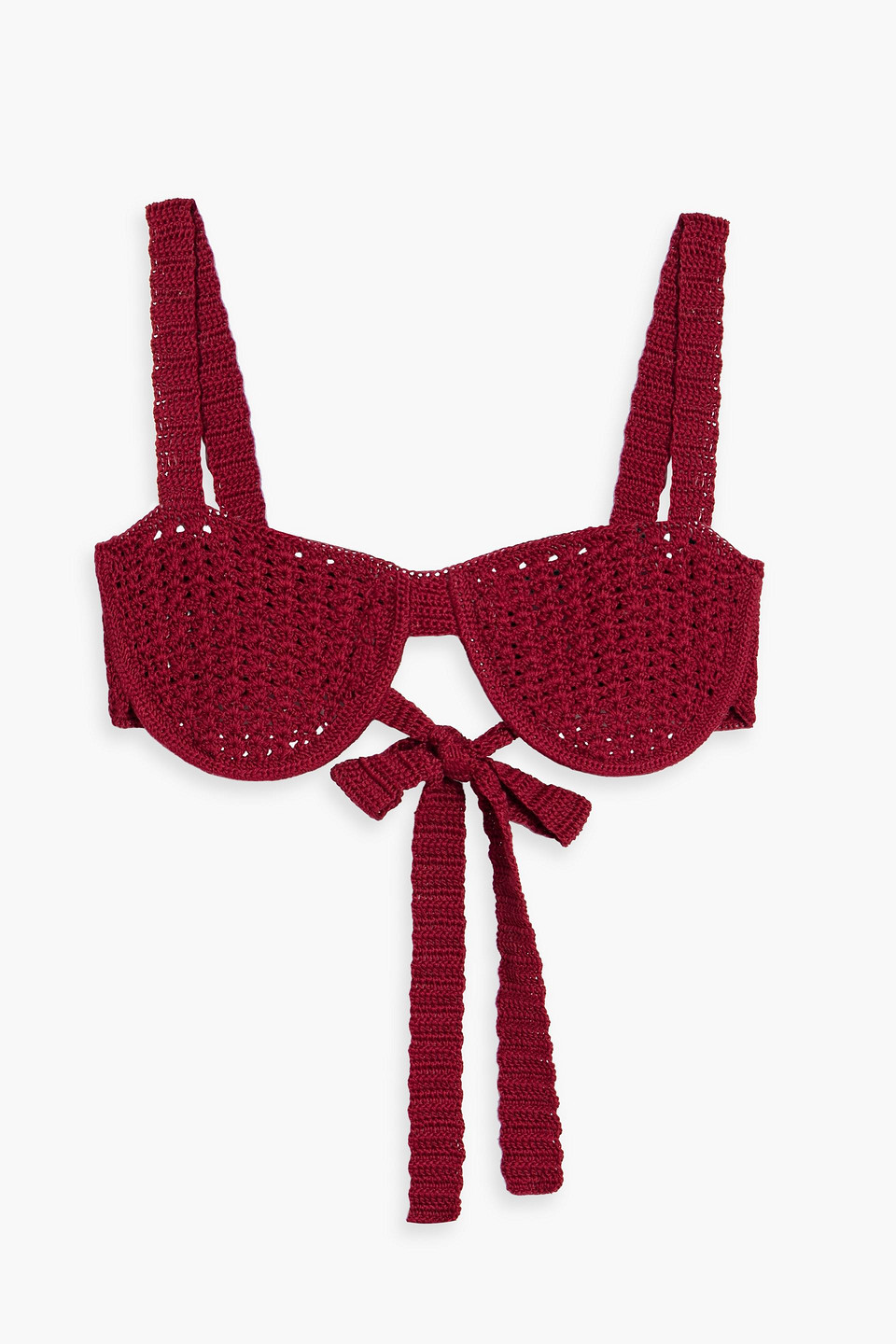 Savannah Morrow Lizzy Crochet-knit Pima Cotton Bra Top In Plum